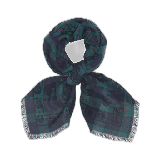 Checked Frayed-Edge Scarf