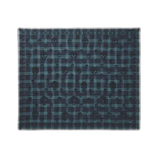 Checked Frayed-Edge Scarf