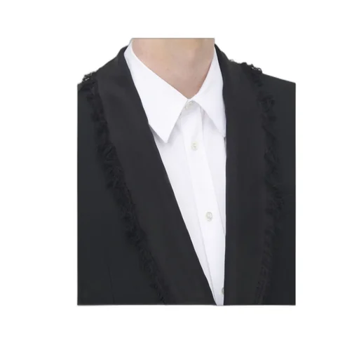 Frayed Lapel Single-Breasted Jacket