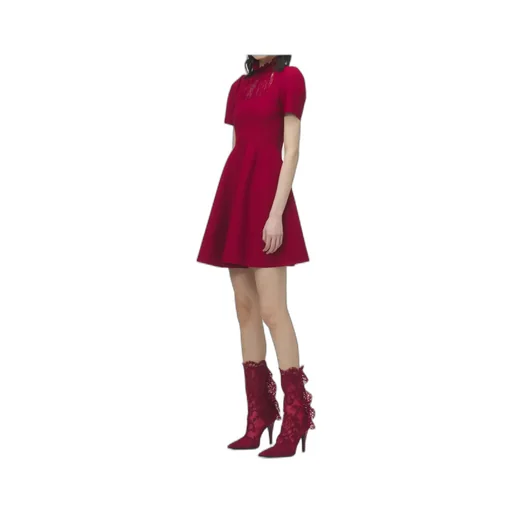 Lace-Panelled Flared Mini Dress