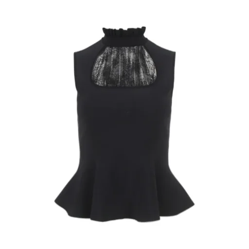 Lace-Panelled Sleeveless Top