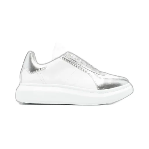 Metallic-Panel Leather Sneakers
