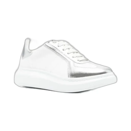 Metallic-Panel Leather Sneakers