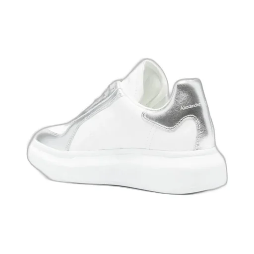 Metallic-Panel Leather Sneakers