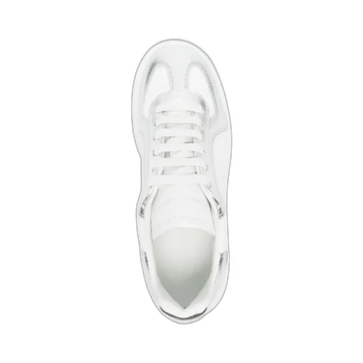 Metallic-Panel Leather Sneakers