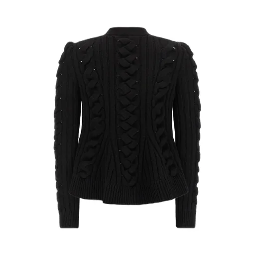 Braided Knitted Peplum Cardigan