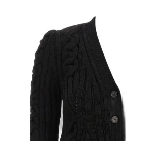 Braided Knitted Peplum Cardigan