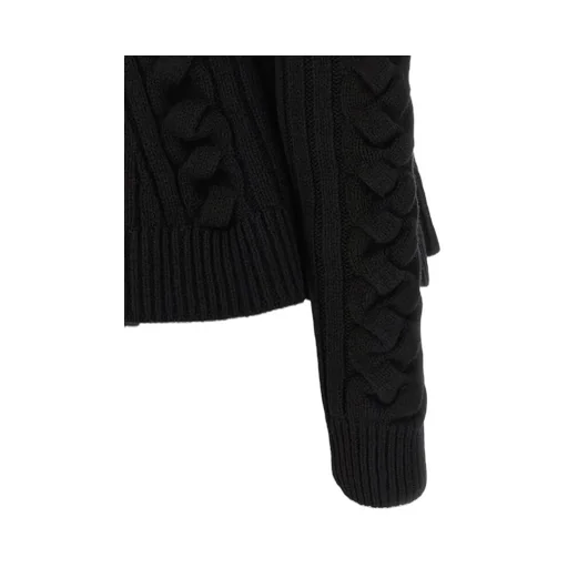 Braided Knitted Peplum Cardigan
