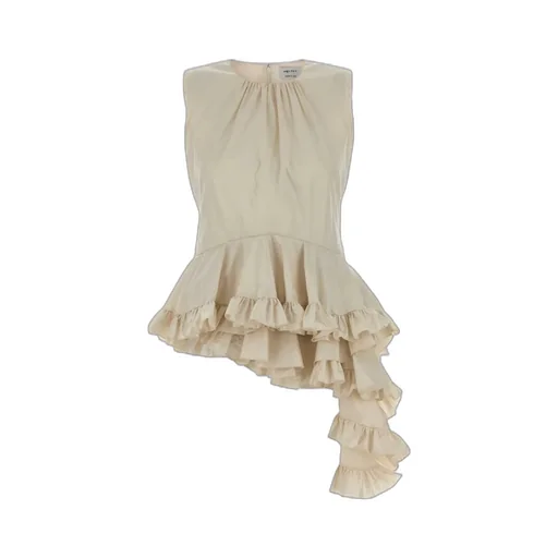 Asymmetric Ruffled Sleeveless Top
