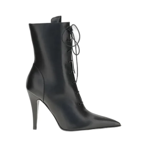Pointed-Toe Lace-Up Boots