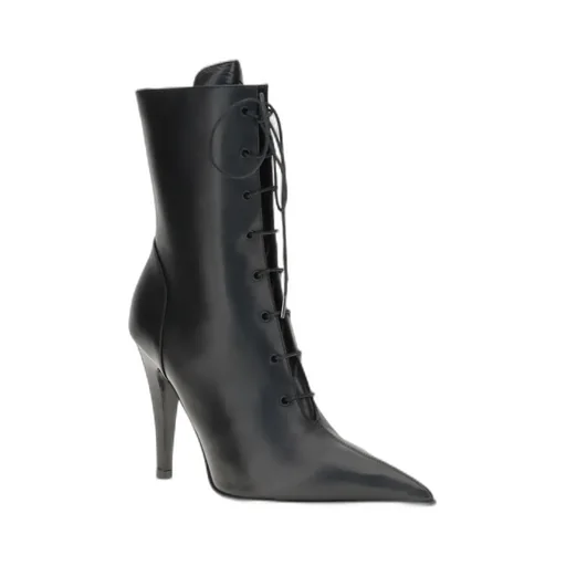 Pointed-Toe Lace-Up Boots
