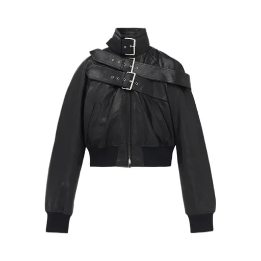 Belt Detail Leather Jacket