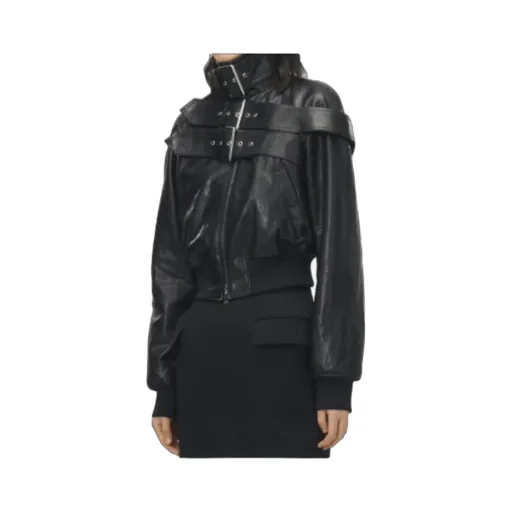 Belt Detail Leather Jacket