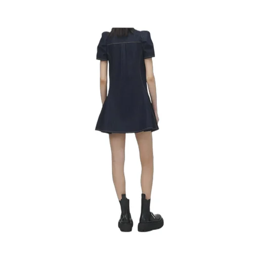 Pinched Shoulder Denim Mini Dress