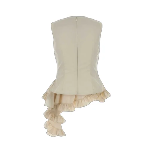 Asymmetric Ruffled Sleeveless Top