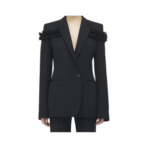 Fringed-Detail Single-Breasted Blazer