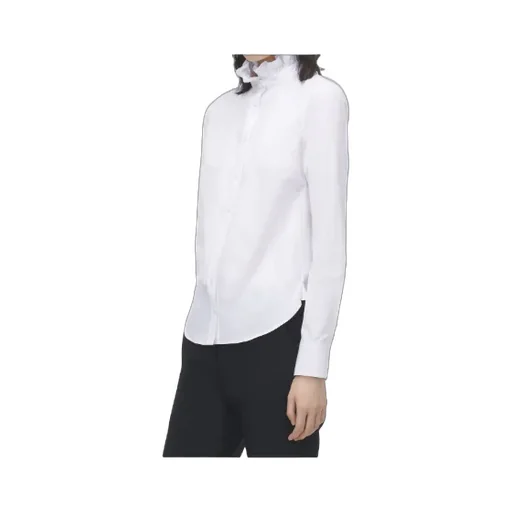 Ruffle Neck Poplin Shirt