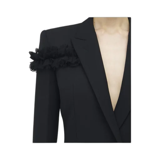 Fringed-Detail Single-Breasted Blazer