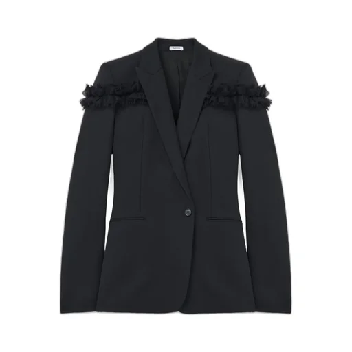 Fringed-Detail Single-Breasted Blazer