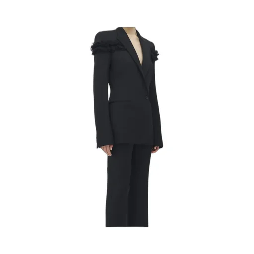 Fringed-Detail Single-Breasted Blazer