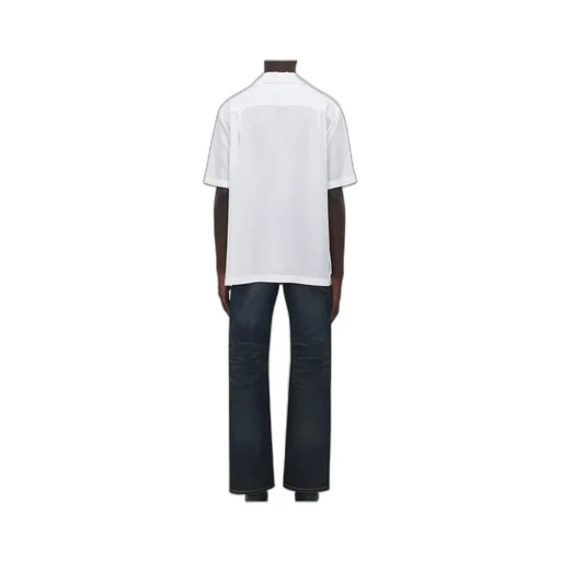 Striped Pattern Embroidered Logo Shirt