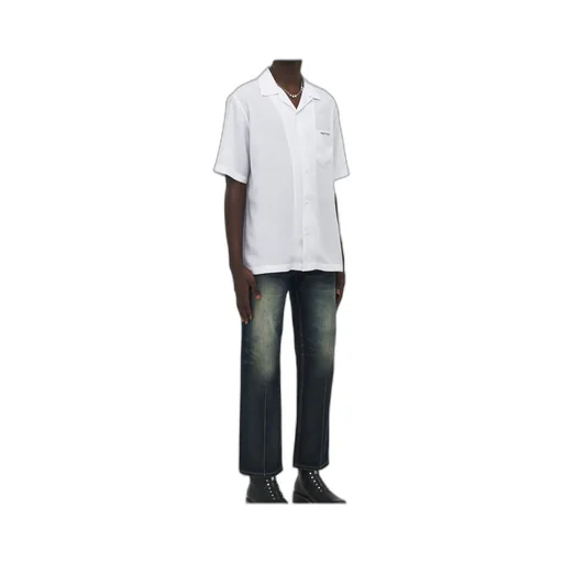 Striped Pattern Embroidered Logo Shirt