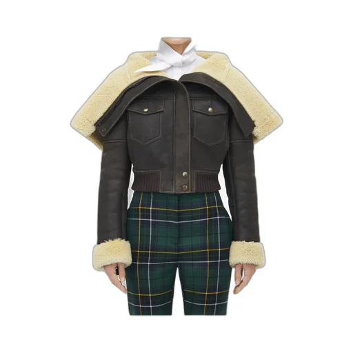 Shearling-Collar Leather Jacket