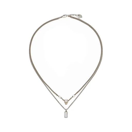 Skull Embellished Layered Chain Necklace