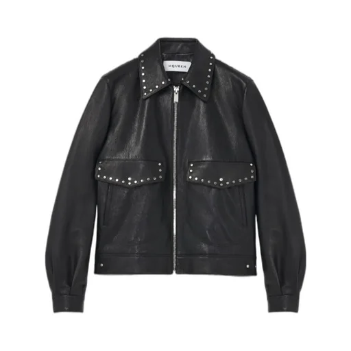 Studded Leather Aviator Jacket