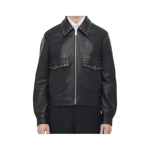 Studded Leather Aviator Jacket