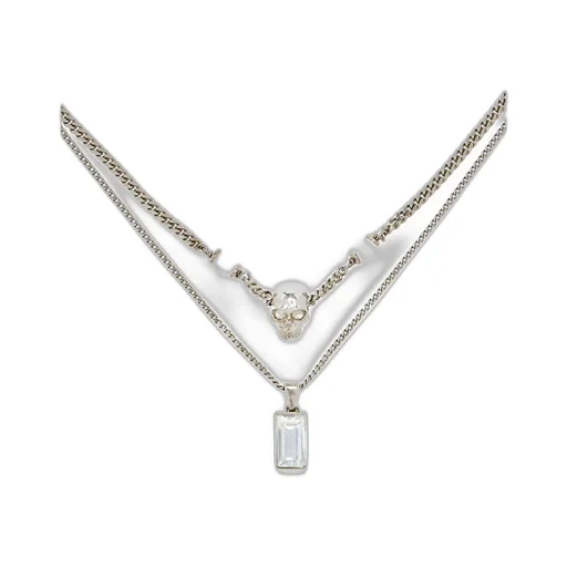 Skull Embellished Layered Chain Necklace