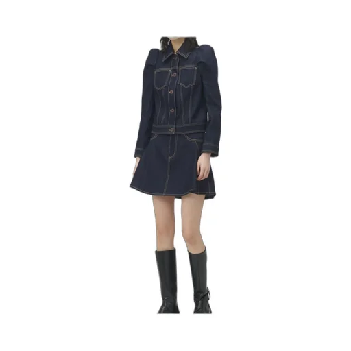 Pinched Shoulder Denim Jacket