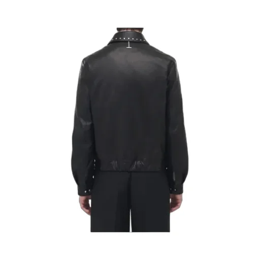 Studded Leather Aviator Jacket