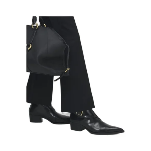 Pointed-Toe Buckle Ankle Boots