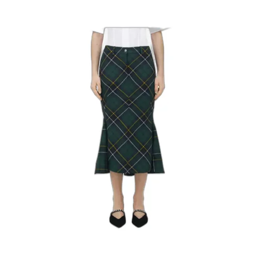 Kickback-Detail Plaid Skirt