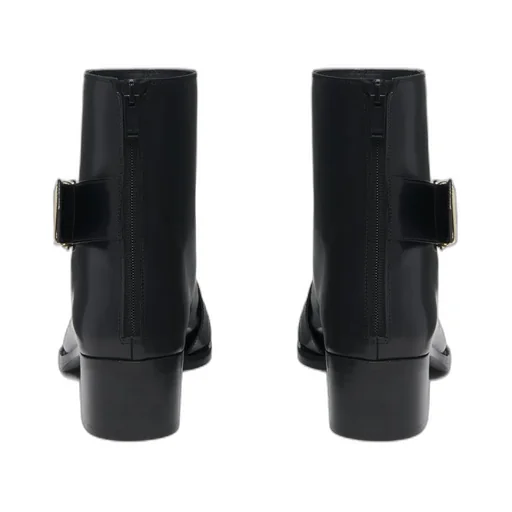 Pointed-Toe Buckle Ankle Boots