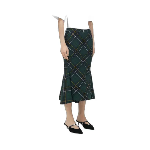 Kickback-Detail Plaid Skirt