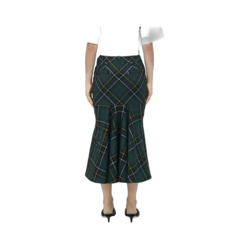 Kickback-Detail Plaid Skirt