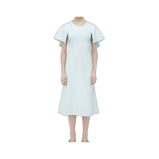 Embellished Short-Sleeve Midi Dress