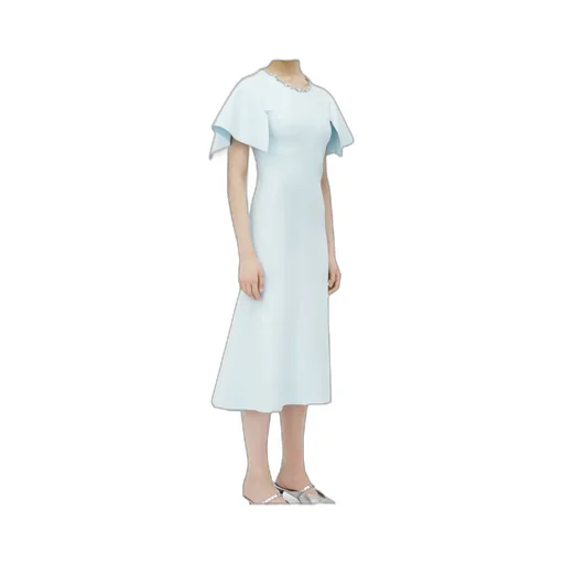 Embellished Short-Sleeve Midi Dress