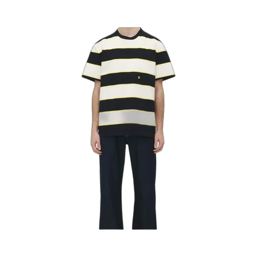 Skull Embroidered Striped T-Shirt