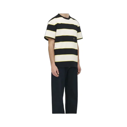 Skull Embroidered Striped T-Shirt