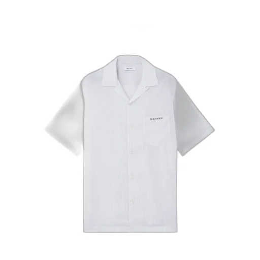 Striped Pattern Embroidered Logo Shirt