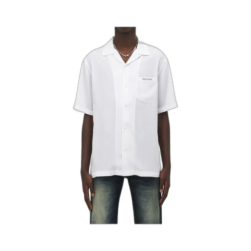 Striped Pattern Embroidered Logo Shirt