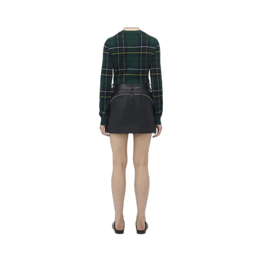 Zip Detailed Leather Mini Skirt