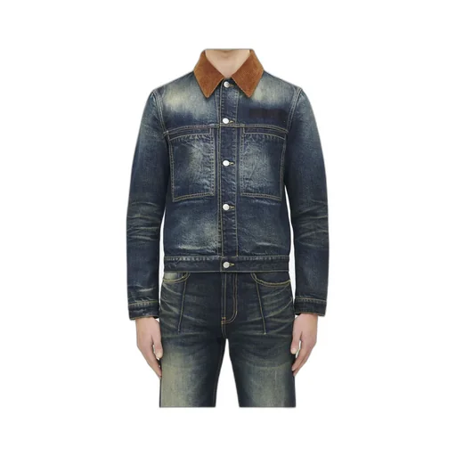 Corduroy-Collar Denim Jacket