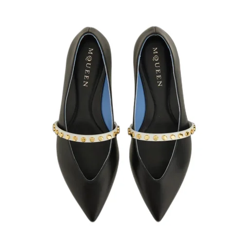 Pointed-Toe Embellished Flats