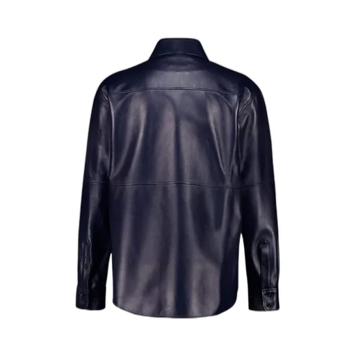 Long Sleeve Logo Embossed Leather Shirt