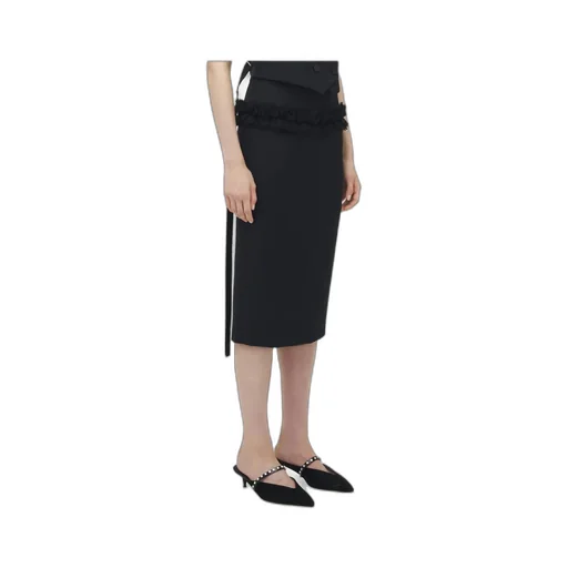 Slashed Buttoned Pencil Skirt