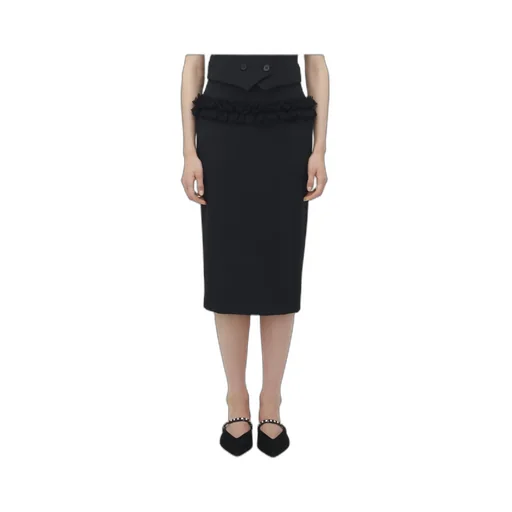 Slashed Buttoned Pencil Skirt